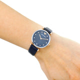 Emporio Armani Gianni T Bar Analog Blue Dial Black Leather Strap Watch For Women - AR1989