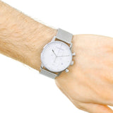 Calvin Klein City Chronograph White Dial Silver Mesh Bracelet Watch for Men - K2G27126