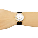 Marc Jacobs Roxy White Dial Black Leather Strap Watch for Women - MJ1532