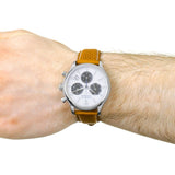 Movado Heritage Calendoplan Chronograph White Dial Brown Leather Strap Watch for Men - 3650008