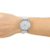 Swarovski Crystalline Hours Silver Dial White Leather Strap Watch for Women - 5295383