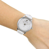 Swarovski Crystalline Hours Silver Dial White Leather Strap Watch for Women - 5295383