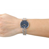 Emporio Armani Gianni T Bar Crystal Blue Dial Two Tone Steel Strap Watch For Women - AR11092