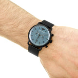 Emporio Armani Aviator Chronograph Blue Dial Black Mesh Bracelet Watch For Men - AR11201