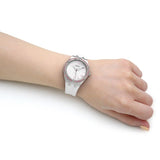 Guess Sparkling Silver Dial White Rubber Strap Watch For Women - GW0032L1