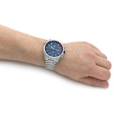 Hugo Boss Globetrotter Blue Dial Silver Steel Strap Watch for Men - 1513823