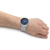 Fossil Neutra Minimalist Moonphase Blue Dial Silver Steel Strap Watch for Men - FS5907