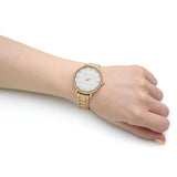 Michael Kors Pyper Three Hand White Dial Gold Steel Strap Watch For Women - MK4666