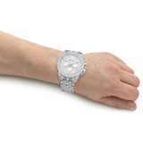 Bulova Crystal Collection Pave Silver Dial with Crystals Silver Steel Strap Watch for Men - 96C134