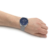 Michael Kors Accelerator Chronograph Blue Dial Grey Steel Strap Watch For Men - MK9111