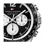 Tommy Hilfiger Luke Quartz Black Dial Silver Steel Strap Watch for Men - 1791120