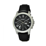 Fossil Grant Chronograph Black Dial Black Leather Strap Watch for Men - FS4812