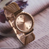 Guess Chiffon Rose Gold Dial Mesh Bracelet Watch For Women - W1083L3