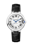 Cartier Ballon Bleu De Cartier Silver Dial Black Leather Strap Watch for Women - WSBB0030