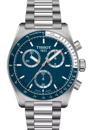 Tissot PR516 Chronograph Blue Dial Silver Steel Strap Watch for Men - T149.417.11.041.00