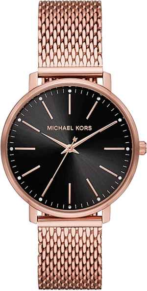 Michael Kors Pyper Analog Black Dial Rose Gold Mesh Strap Watch For Women - MK4566