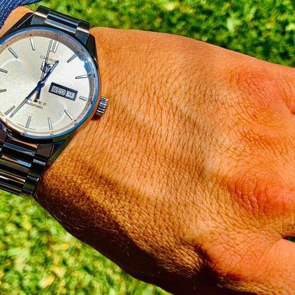 Tag Heuer Carrera Calibre 5 Automatic White Dial Silver Steel Strap Watch for Men - WAR201B.BA0723
