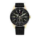 Tommy Hilfiger Austin Black Dial Black Rubber Strap Watch for Men - 1791636