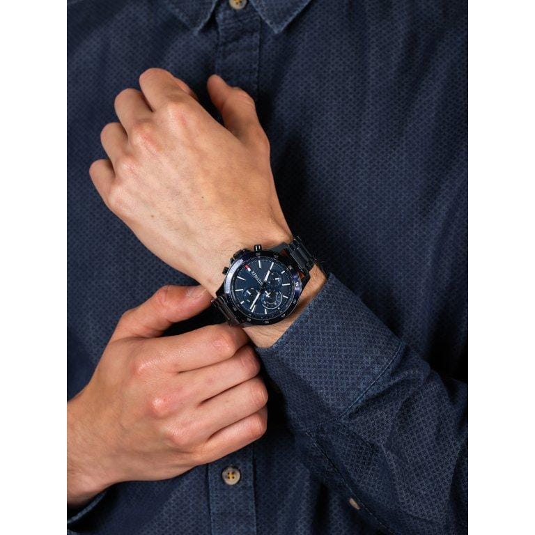 Tommy Hilfiger Bank Quartz Blue Dial Blue Steel Strap Watch for Men - 1791720