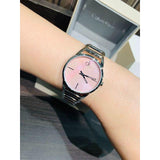 Calvin Klein Stately Pink Mother of Pearl Dial Silver Steel Strap Watch for Women - K3G2312E