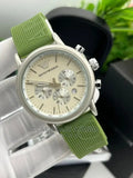 Emporio Armani Chronograph White Dial Green Rubber Strap Watch For Men - AR11022