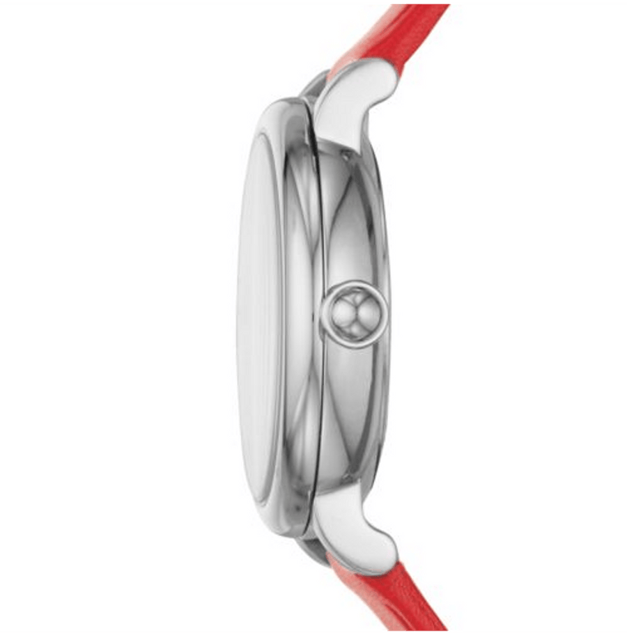 Marc Jacobs Roxy Silver Dial Red Leather Strap Watch for Women - MJ1632
