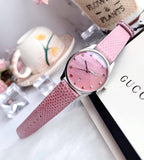 Gucci G-Timeless Pink Mother of Pearl Dial Pink Leather Strap Watch For Women - YA126586