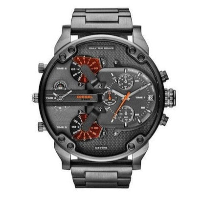 Diesel Mr Daddy 2.0 Chronograph Grey Dial Grey Steel Strap Watch For Men - DZ7315