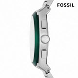 Fossil Everett Chronograph Green Dial Silver Steel Strap Watch for Men - FS5964