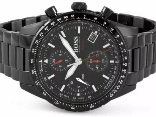 Hugo Boss Aero Black Dial Black Steel Strap Watch for Men - 1513771