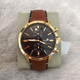 Fossil Townsman Chronograph Black Dial Brown Leather Strap Watch for Men - FS5338