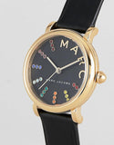 Marc Jacobs Roxy Black Dial Black Leather Strap Watch for Women - MJ1592