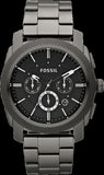 Fossil Machine Chronograph Black Dial Grey Steel Strap Watch for Men - FS4662