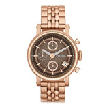 Fossil Boyfriend Chronograph Brown Dial Rose Gold Steel Strap Watch for Women - ES3494