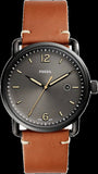 Fossil Commuter Three Hand Date Black Dial Brown Leather Strap Watch for Men - FS5276