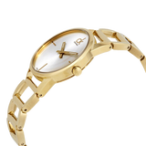 Calvin Klein Stately Silver Dial Gold Steel Strap Watch for Women - K3G23526