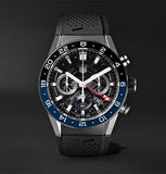 Tag Heuer Carrera Automatic Chronograph Steel & Ceramic Black Dial Black Rubber Strap Watch for Men - CBG2A1Z.FT6157