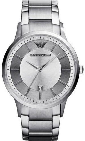 Emporio Armani Classic Quartz Silver Dial Silver Steel Strap Watch For Men - AR2478