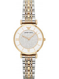 Emporio Armani Gianni T Bar Analog White Dial Two Tone Steel Strap Watch For Women - AR2076