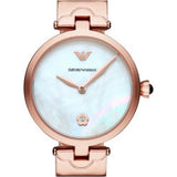 Emporio Armani Mother of Pearl Dial Rose Gold Steel Strap Watch For Women - AR11236