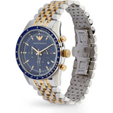 Emporio Armani Tazio Chronograph Blue Dial Gold & Silver Stainless Steel Strap Watch For Men - AR8030