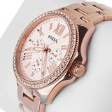 Fossil Cecile Rose Gold Dial Rose Gold Steel Strap Watch for Women - AM4483