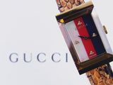 Gucci G-Frame Mother of Pearl Dial Brown Leather Snakeskin Strap Watch For Women - YA147402