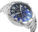 Tommy Hilfiger Trent Chronograph Blue Dial Silver Steel Strap Watch for Men - 1791053