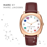 Marc Jacobs Mandy White Dial Brown Leather Strap Watch for Women - MJ1598