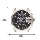Diesel Mega Chief Black & Silver Round Dial Brown Leather Strap Watch For Men - DZ4290