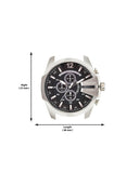 Diesel Mega Chief Black & Silver Round Dial Brown Leather Strap Watch For Men - DZ4290