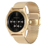 Michael Kors Slim Runway Chronograph Black Dial Gold Mesh Strap Watch For Men - MK9057