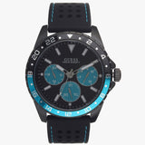 Guess Odyssey Quartz Black Dial Black Leather Strap Watch For Men - W1108G5