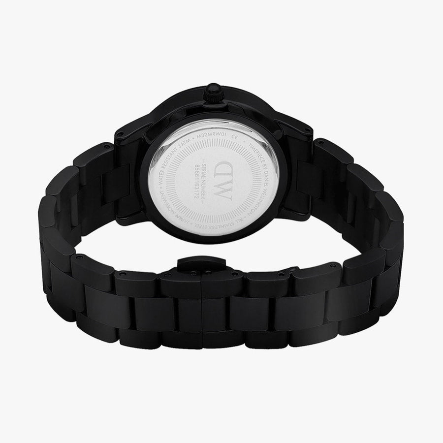 Daniel Wellington Iconic Link Ceramic Black Dial Black Steel Strap Watch For Women - DW00100414